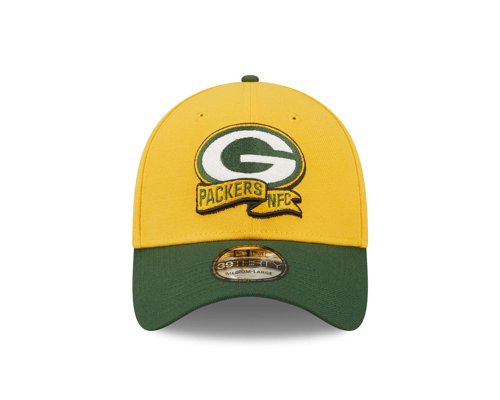 Men's Green Bay Packers New Era Yellow/Green 2022 Sideline 39THIRTY Flex Hat M/L