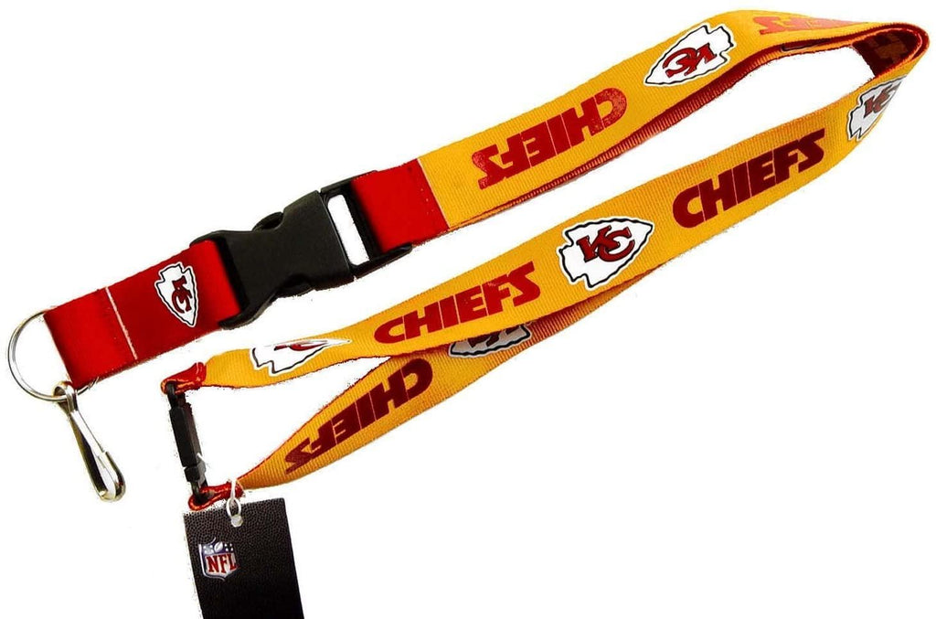 Aminco NFL Kansas City Chiefs Reversible Lanyard Keychain Badge Holder With Safety Clip