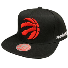 Mitchell & Ness NBA Men's Toronto Raptors English Dropback Snapback Hat Black OSFA