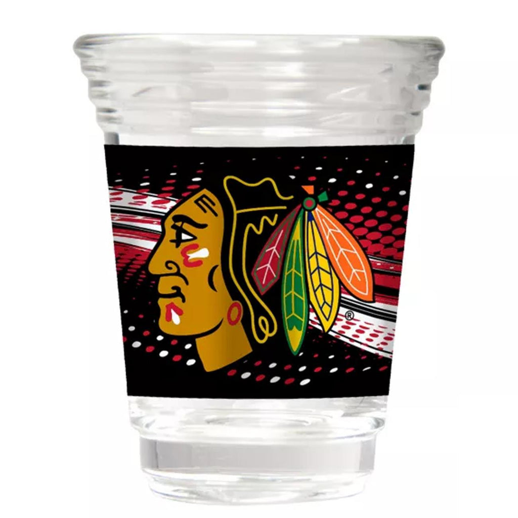 Great American Products NHL Chicago Blackhawks Party Shot Glass w/Metallic Graphics Team 2oz.