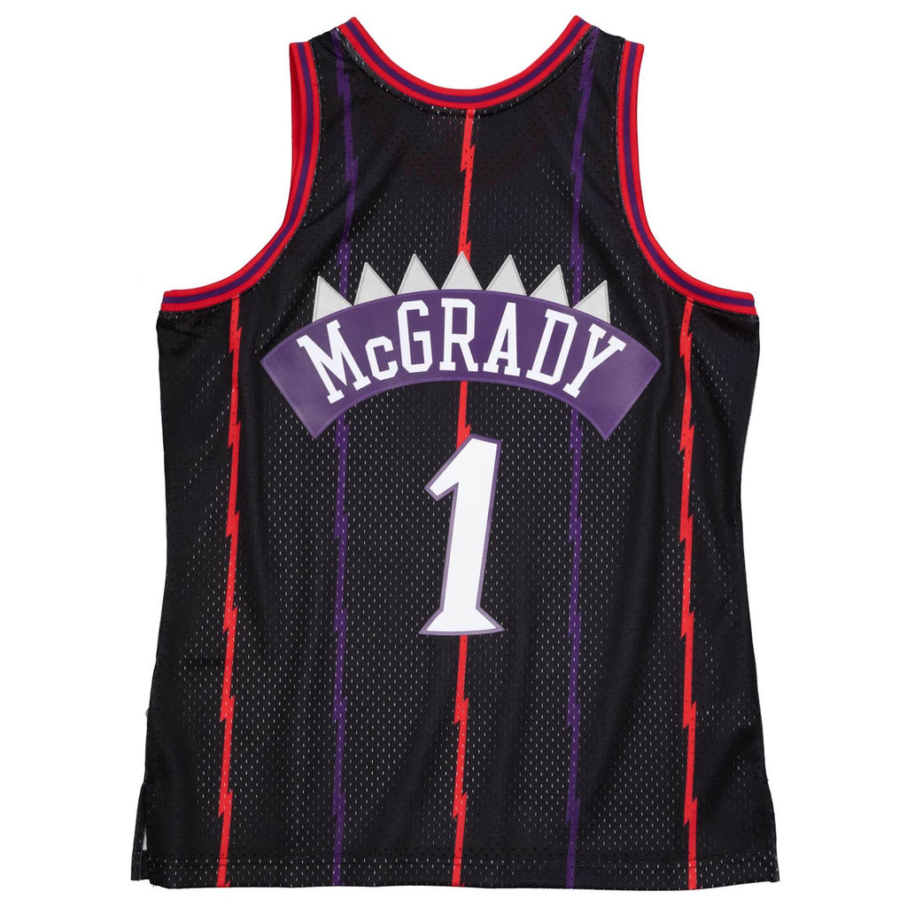 Men's Toronto Raptors Tracy McGrady Mitchell & Ness Purple/Red Hardwood Classics 1998-99 Split Swingman Jersey 2XL
