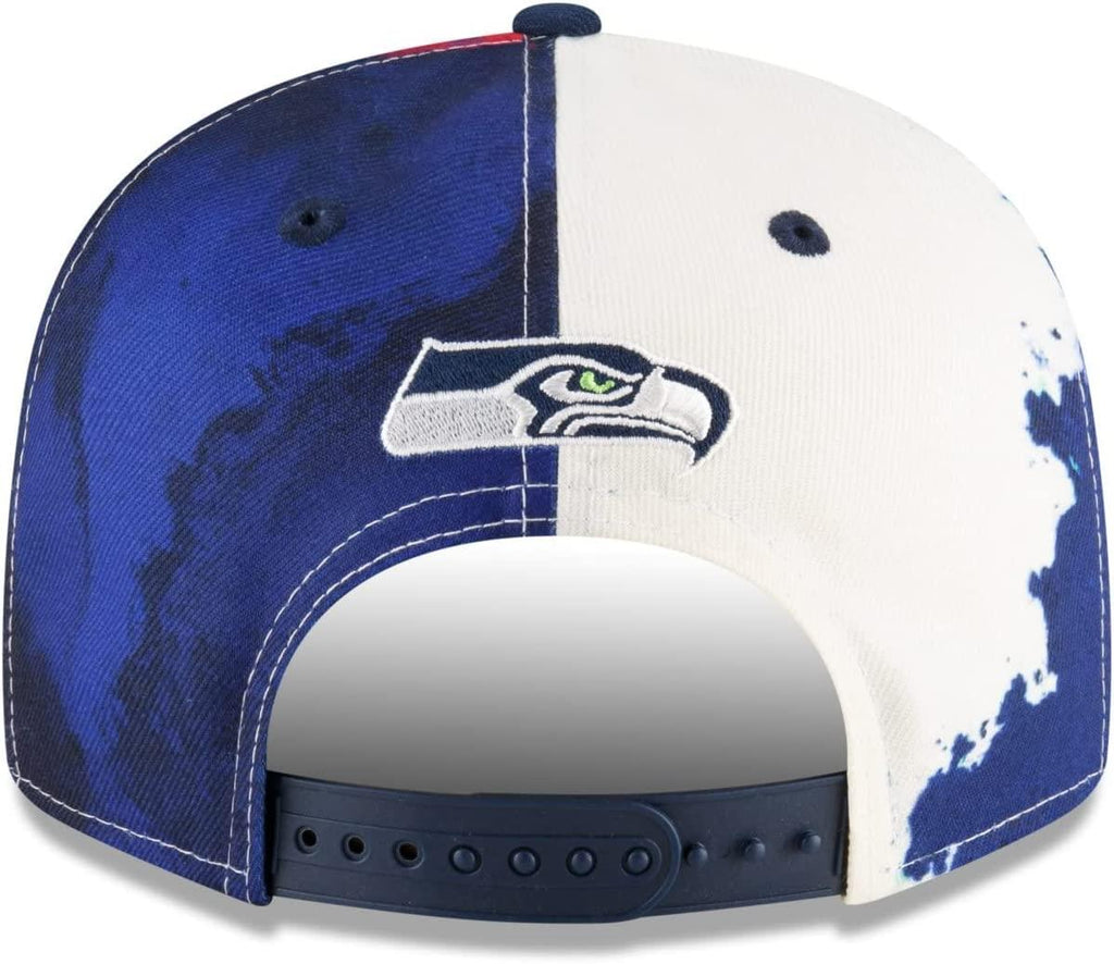 New Era NFL Men's Seattle Seahawks 2022 Sideline 9FIFTY Ink Dye Snapback Hat Navy OSFM