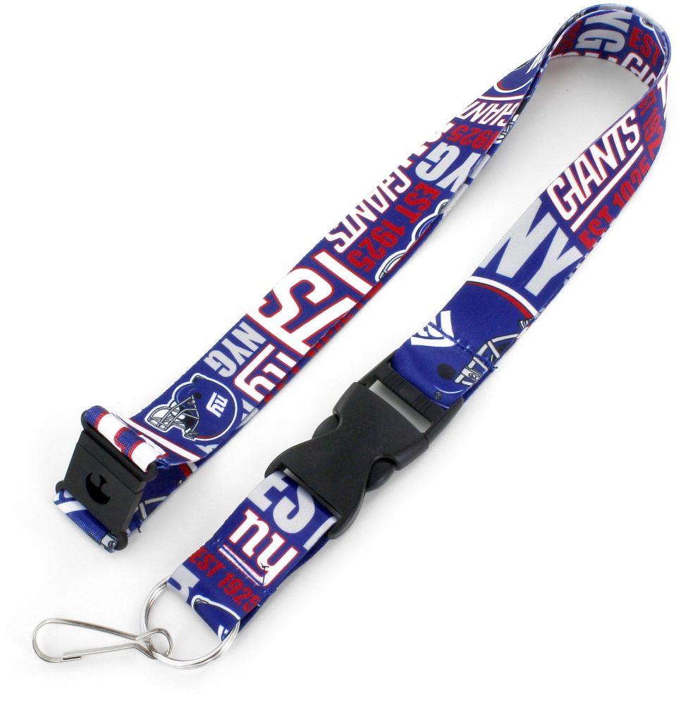 Aminco NFL New York Giants Dynamic Lanyard Keychain Badge Holder With Safety Clip