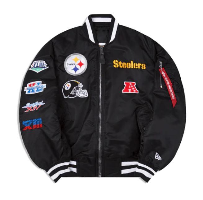 Alpha Industries x Pittsburgh Steelers MA-1 Bomber Jacket, Black - Size: XL, by New Era