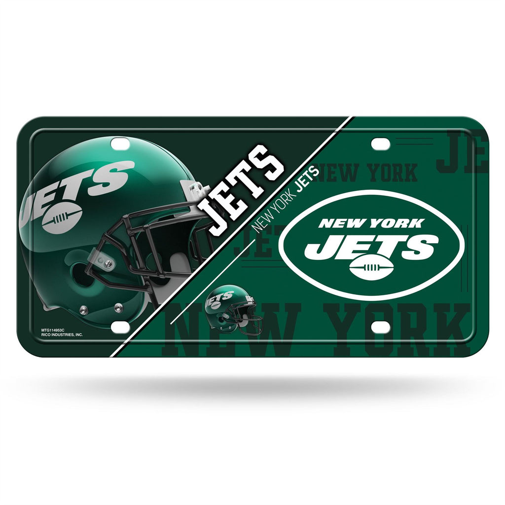 Rico NFL New York Jets Split Design Auto Metal Tag MTG