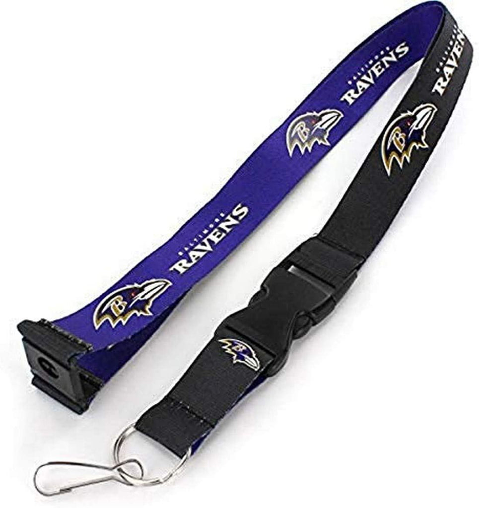 Aminco NFL Baltimore Ravens Reversible Lanyard Keychain Badge Holder With Safety Clip