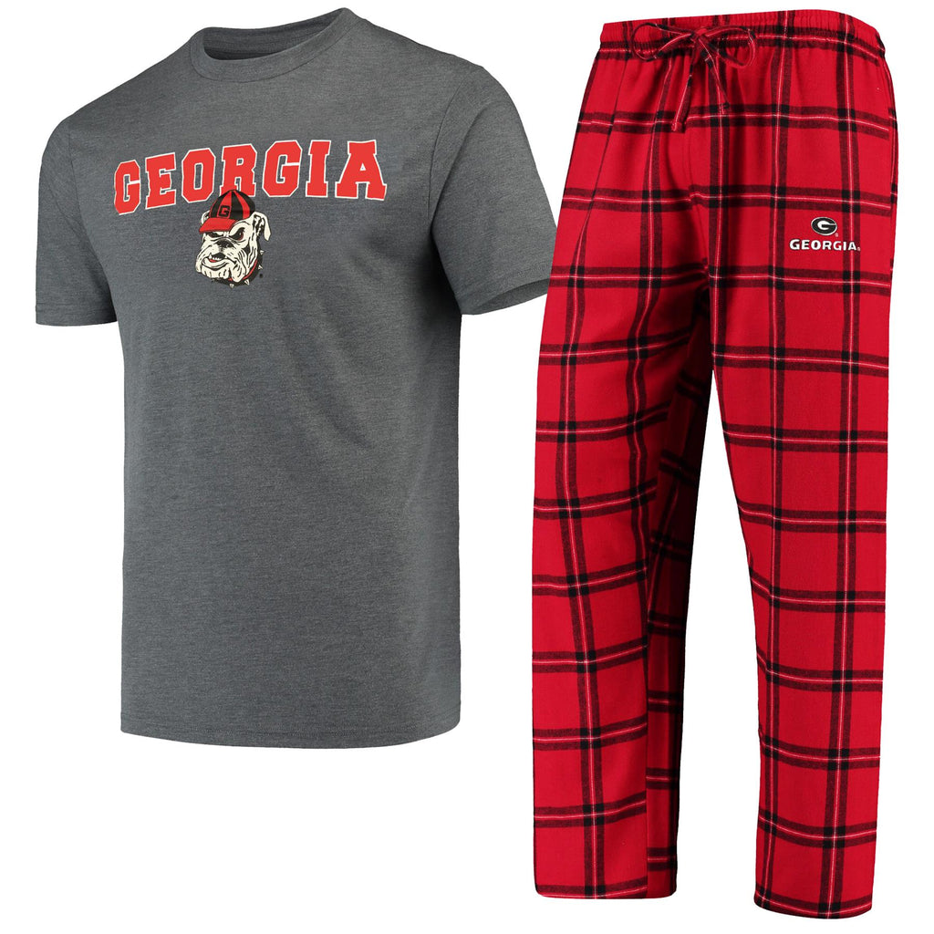 Concepts Sport NCAA Men's Georgia Bulldogs Troupe Shirt And Pants Pajama Sleepwear 2-Piece Set