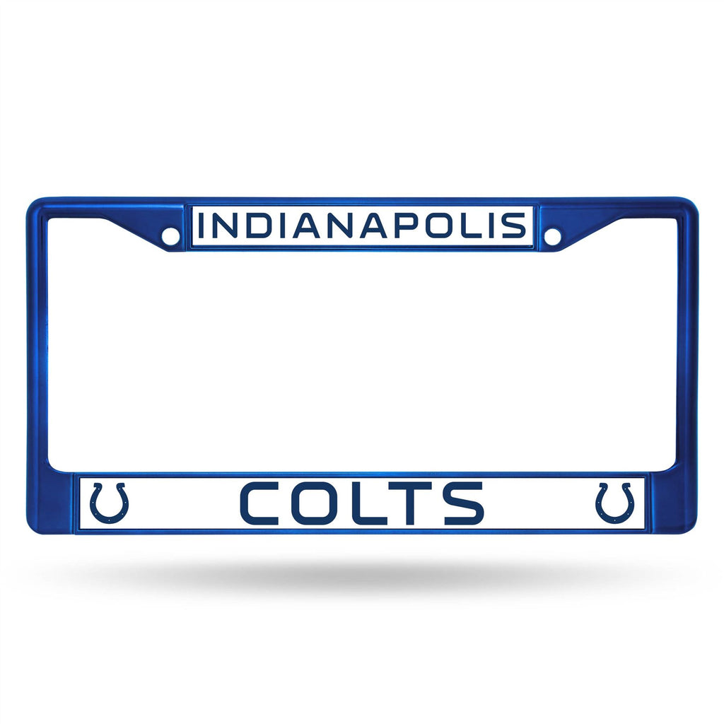 Rico NFL Indianapolis Colts Colored Auto Tag Chrome Frame FCC Blue