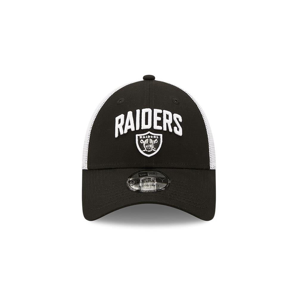 New Era NFL Men’s Las Vegas Raiders Team Title 9FORTY Adjustable Snapback Trucker Hat Black/White