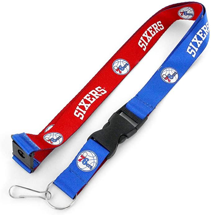 Aminco NBA Philadelphia 76ers Reversible Lanyard Keychain Badge Holder With Safety Clip