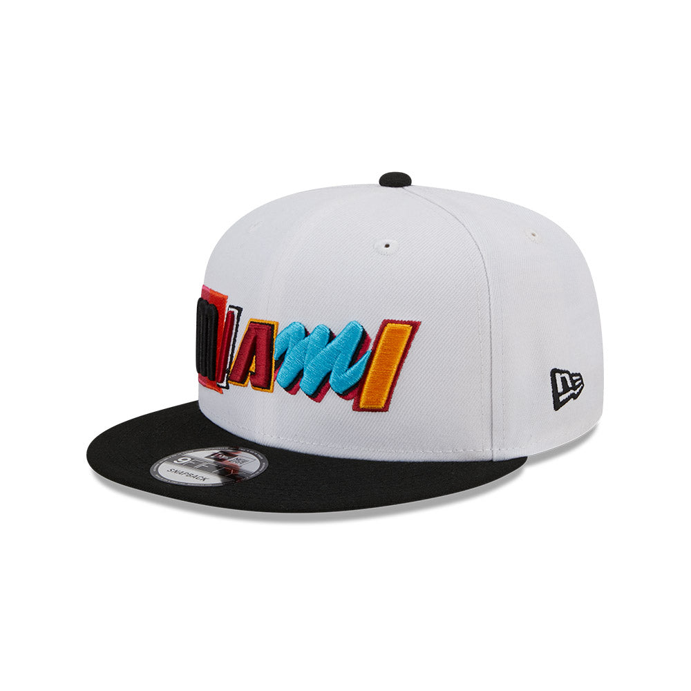 Men's New Era White/Black Miami Marlins Retro Title 9FIFTY Snapback Hat