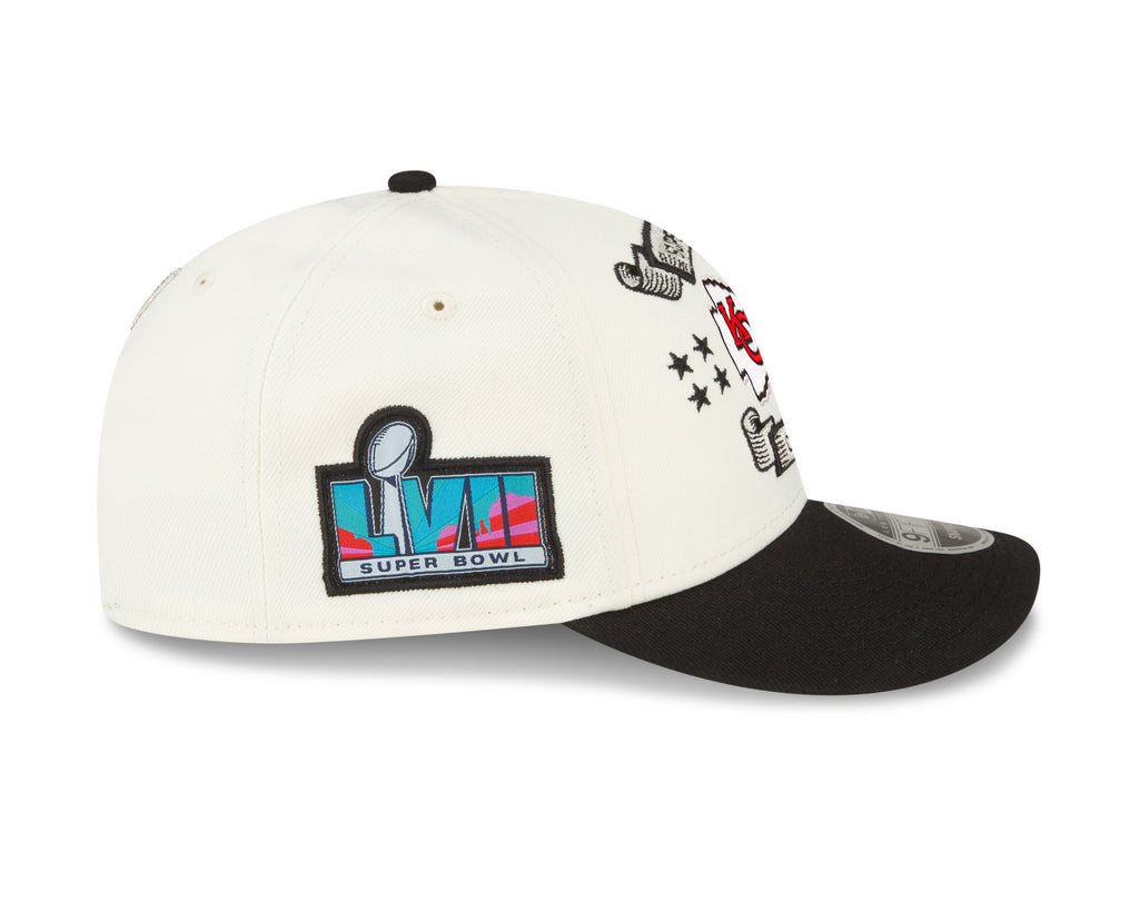 Men's New Era Black Kansas City Chiefs Super Bowl LVII Champions Side Patch Trucker 9FIFTY Snapback Hat