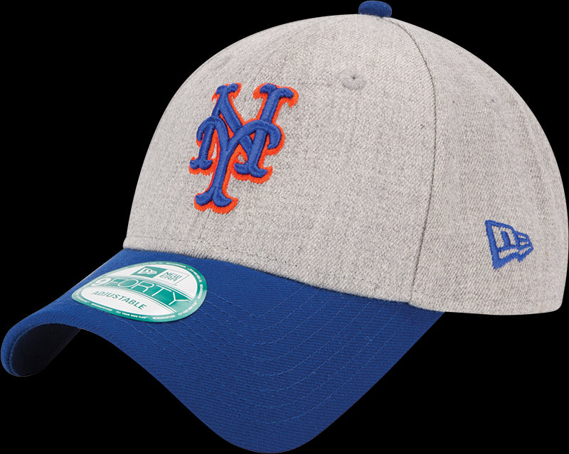 New Era MLB Men's New York Mets The League Heather 9FORTY Adjustable Hat Heather Grey/Royal OSFA
