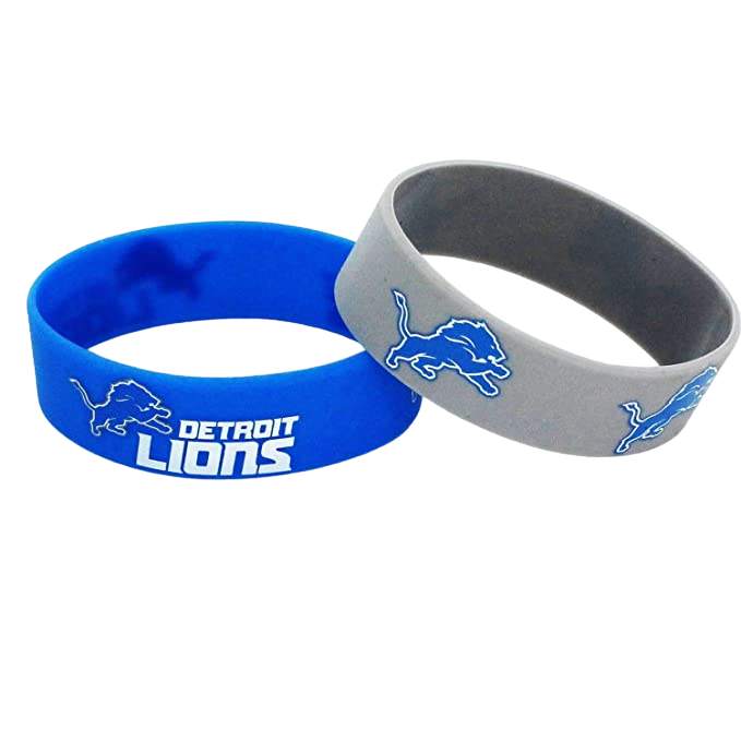 Aminco NFL Detroit Lions 2 Pack Wide Silicone Bracelets