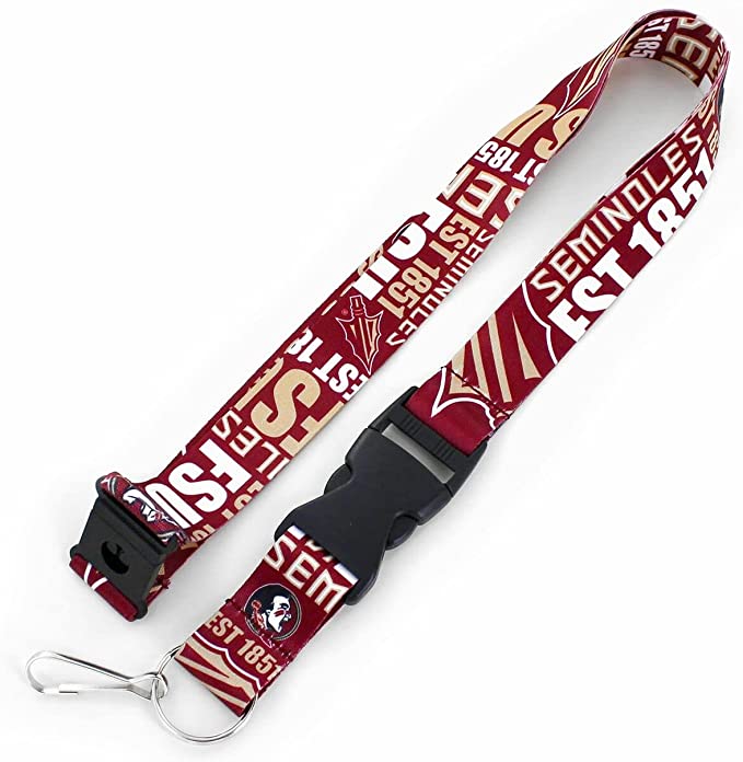 Aminco NCAA Florida State Seminoles Dynamic Lanyard Keychain Badge Holder With Safety Clip