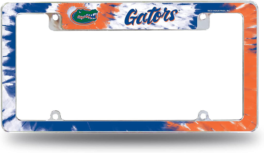 Rico NCAA Florida Gators Tie Dye Design Auto Tag All Over Chrome Frame