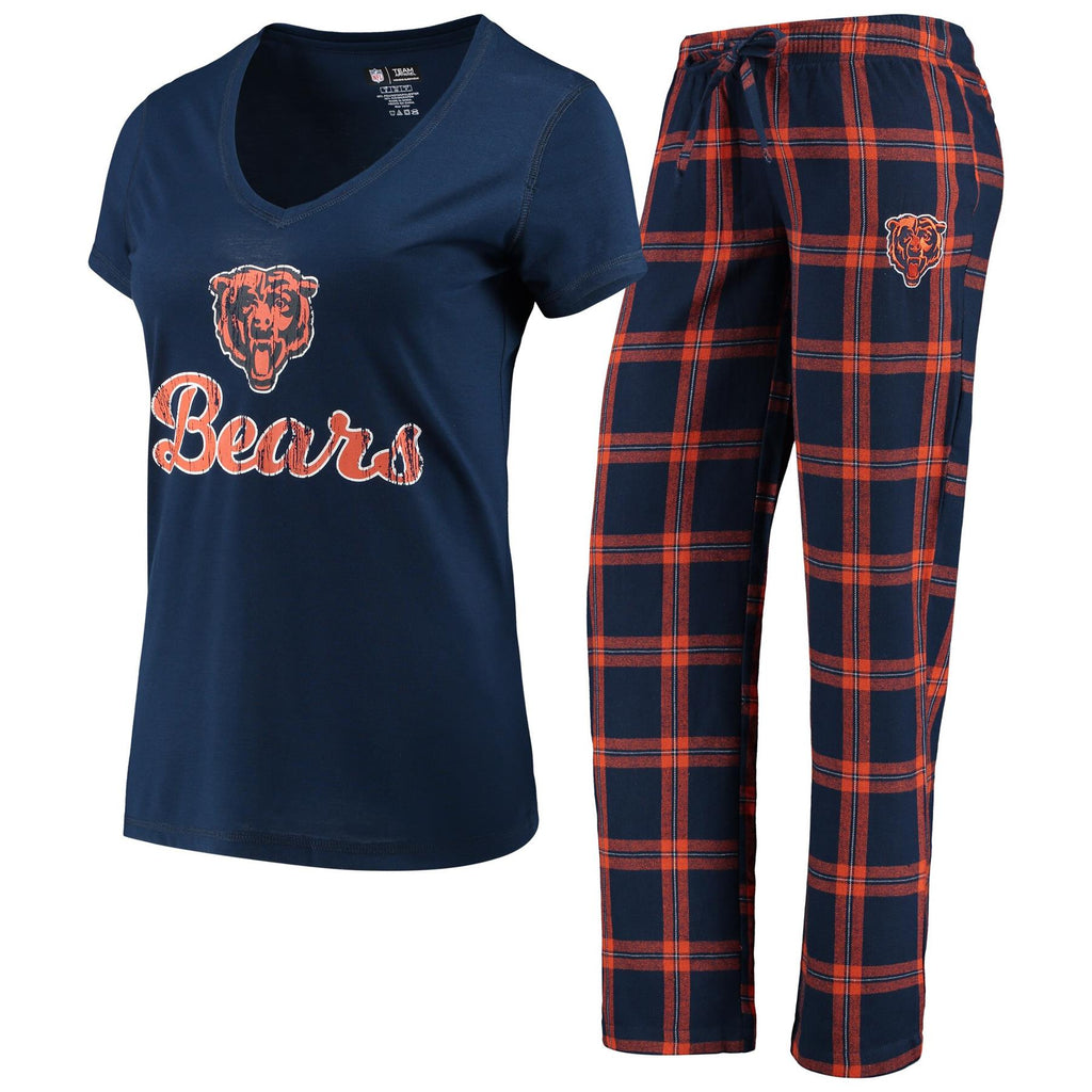 Concepts Sport NFL Women's Chicago Bears Troupe Shirt And Pants Pajama Sleepwear 2-Piece Set