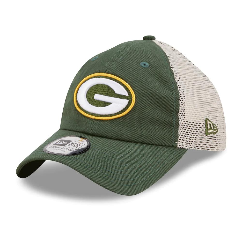 New Era NFL Men's Green Bay Packers Flag 9TWENTY Adjustable Trucker Hat Green//Khaki One Size