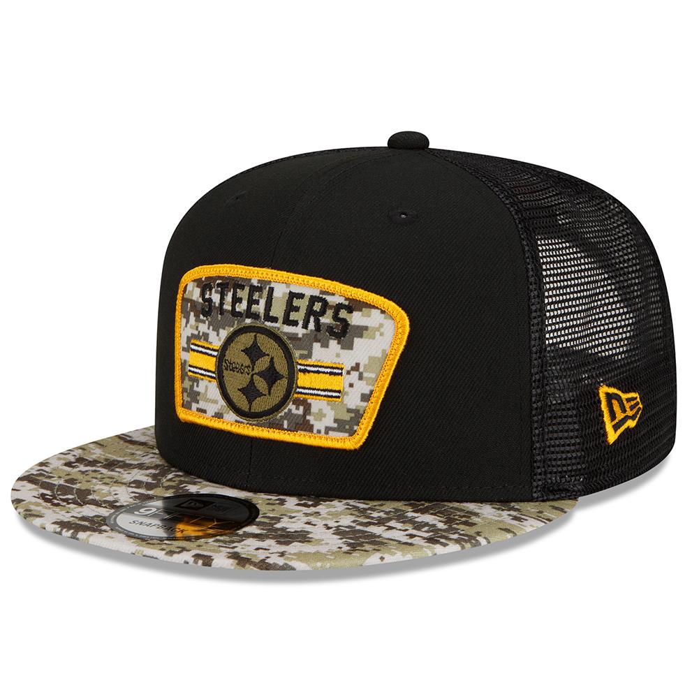 New Era NFL Men's Pittsburgh Steelers 2021 Salute To Service 9FIFTY Snapback Hat Black/Camo One Size