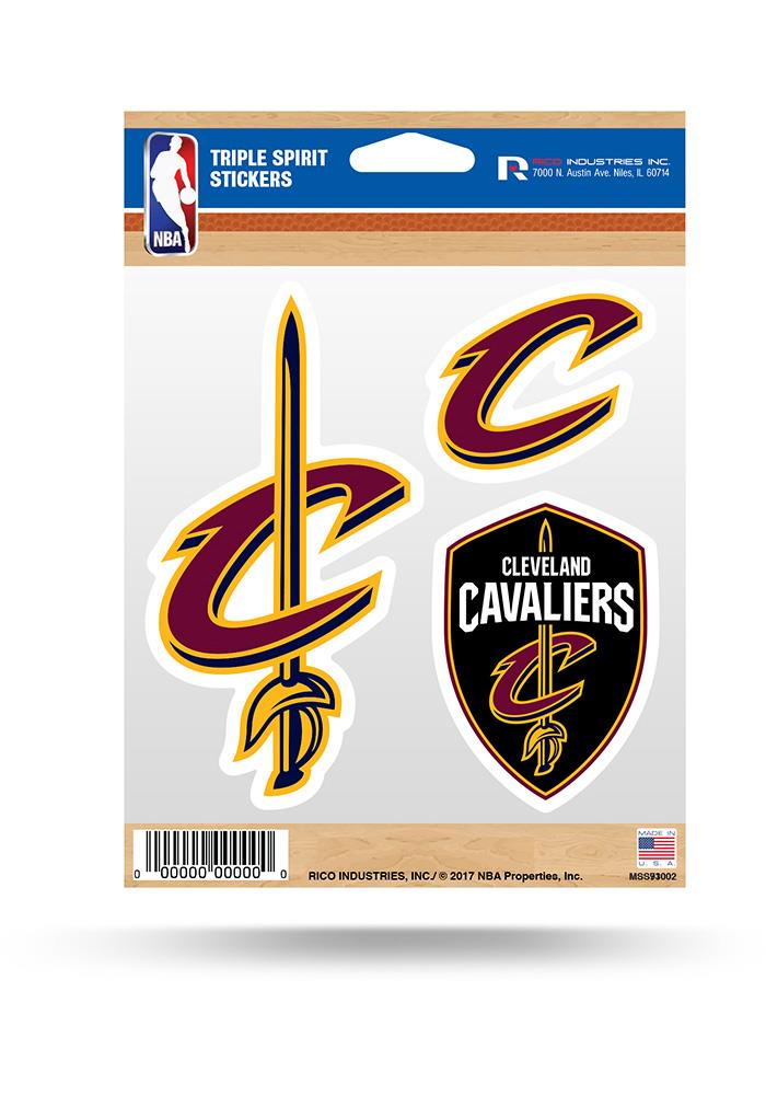 Rico NBA Cleveland Cavaliers Triple Spirit Stickers 3 Pack Team Decals