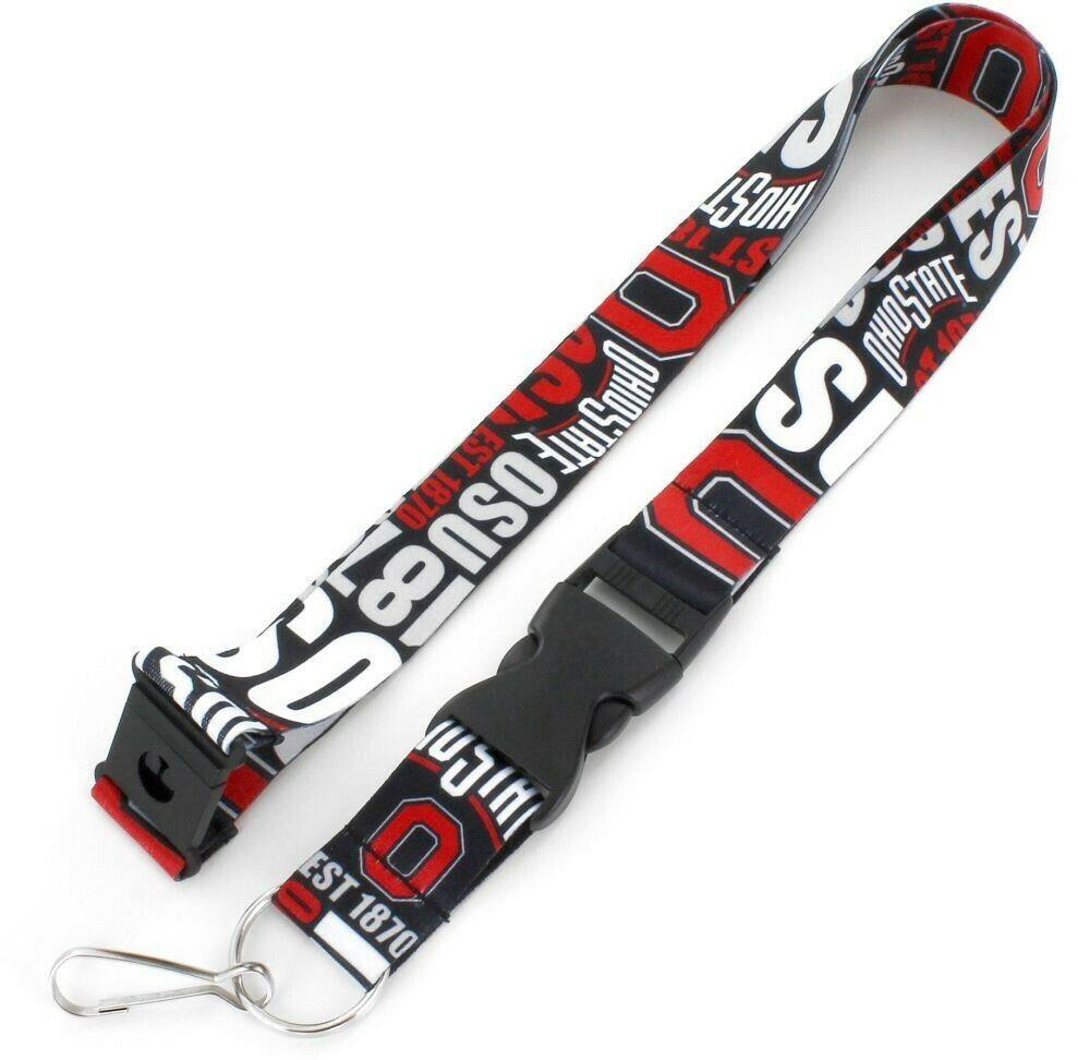 Aminco NCAA Ohio State Buckeyes Dynamic Lanyard Keychain Badge Holder With Safety Clip