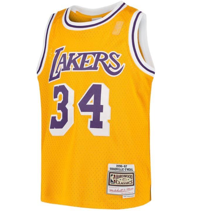 Mitchell & Ness NBA Men's Los Angeles Lakers Shaquille O'Neal 1996-97 Hardwood Classics Swingman Jersey