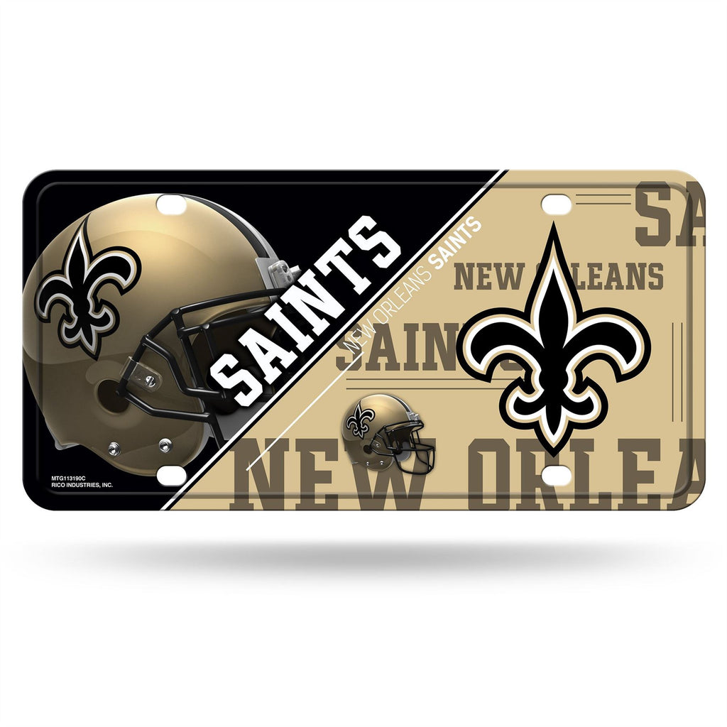 Rico NFL New Orleans Saints Split Design Auto Metal Tag MTG