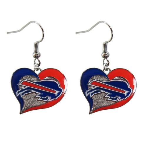 Aminco NFL Women's Buffalo Bills Swirl Heart Earrings