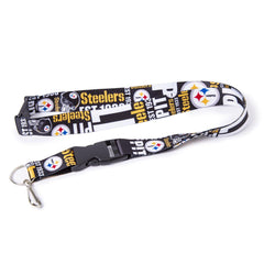 Aminco NFL Pittsburgh Steelers Dynamic Lanyard Keychain Badge Holder With Safety Clip