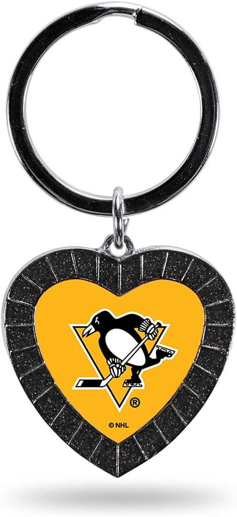 Rico NHL Pttsburgh Penguins Rhinestone Heart Colored Keychain
