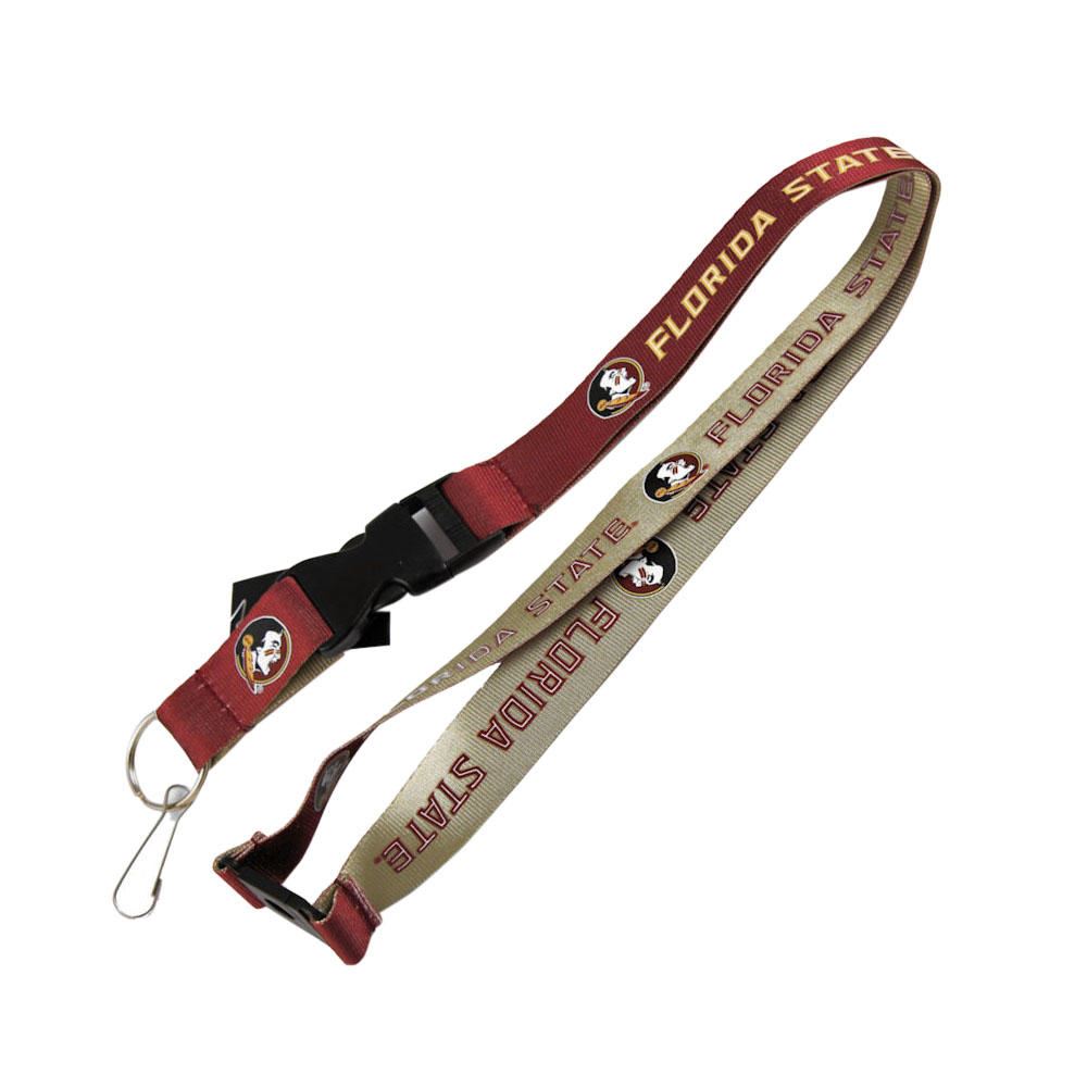 Aminco NCAA Florida State Seminoles Reversible Lanyard Keychain Badge Holder With Safety Clip
