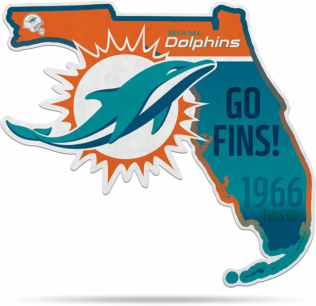Rico NFL Miami Dolphins State Shape Cut Pennant 18" x 18"