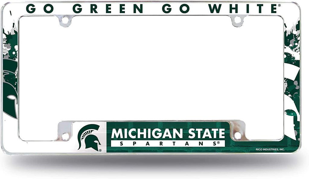 Rico NCAA Michigan State Spartans Auto Tag All Over Chrome Frame AFC