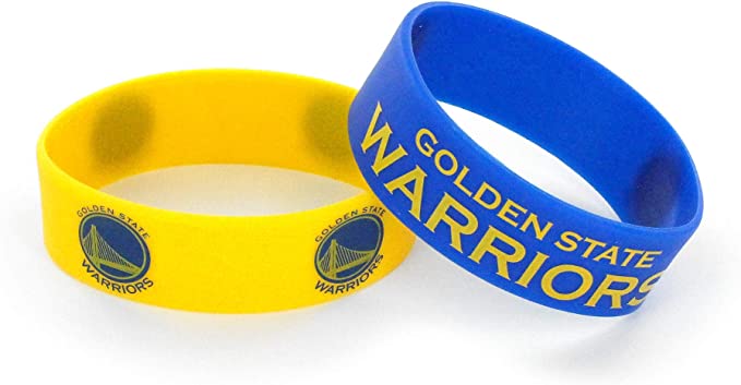 Aminco NBA Golden State Warriors 2 Pack Wide Silicone Bracelets