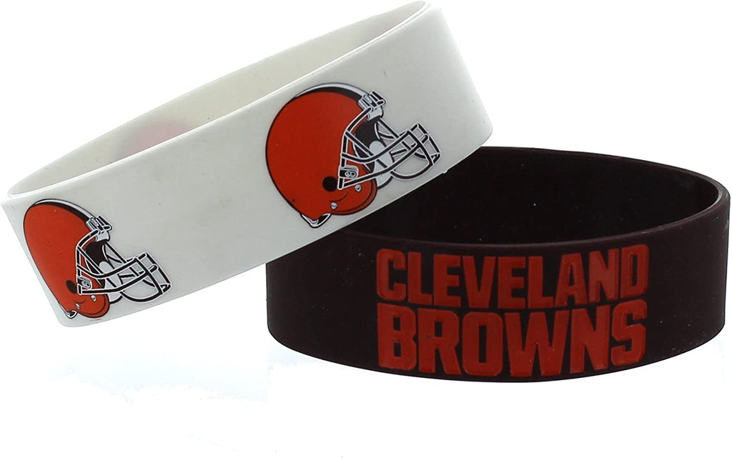 Aminco NFL Cleveland Browns 2 Pack Wide Silicone Bracelets