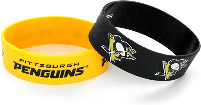 Aminco NHL Pittsburgh Penguins 2 Pack Wide Silicone Bracelets