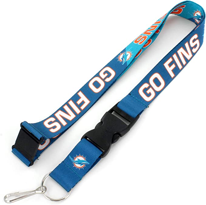 Aminco NFL Miami Dolphins Slogan Lanyard Keychain Badge Holder