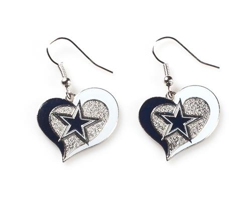 Aminco NFL Women's Dallas Cowboys Swirl Heart Earrings