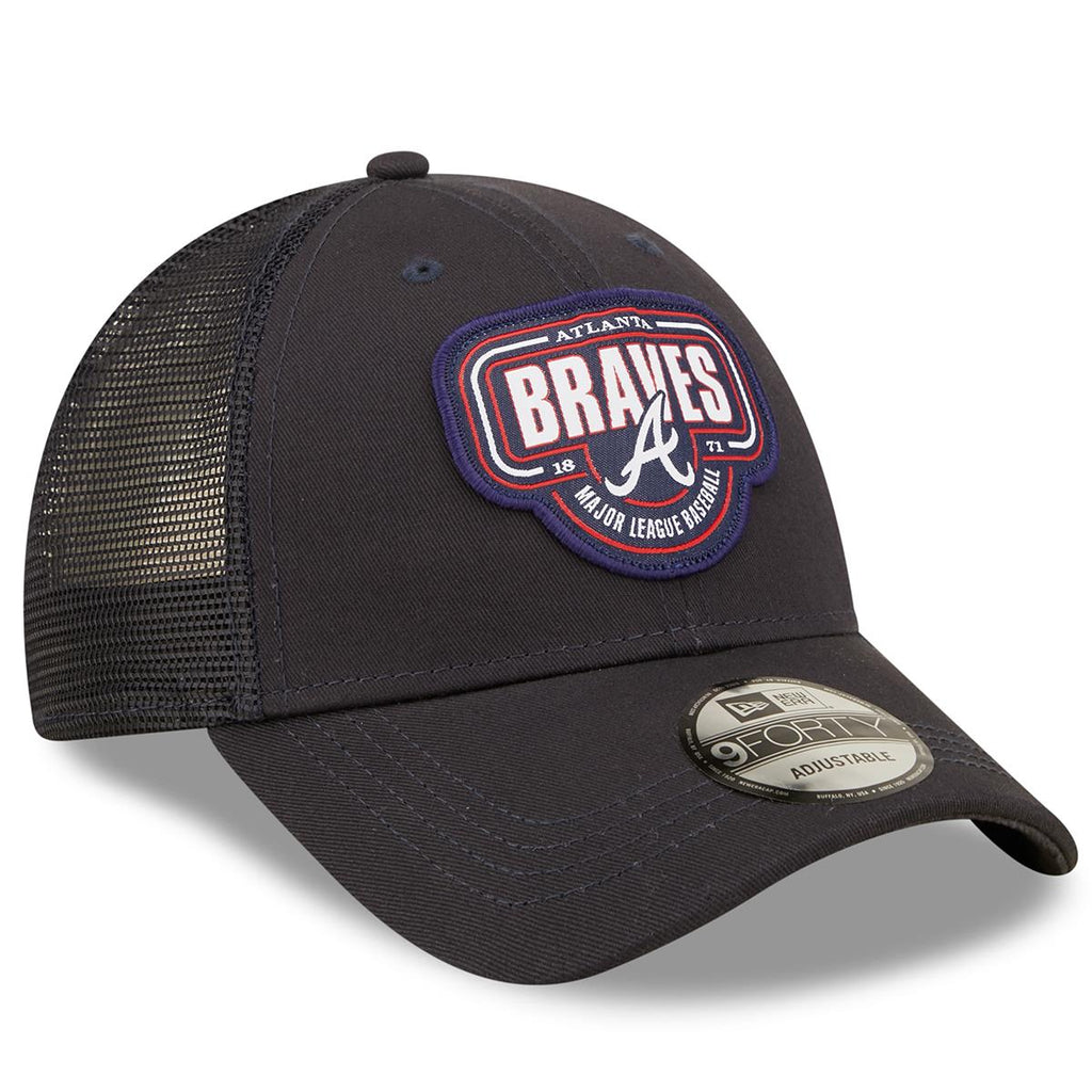 New Era MLB Men's Atlanta Braves Logo Patch 9FORTY Adjustable Snapback Hat Navy OSFM