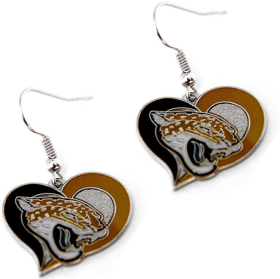 Aminco NFL Women's Jacksonville Jaguars Swirl Heart Earrings