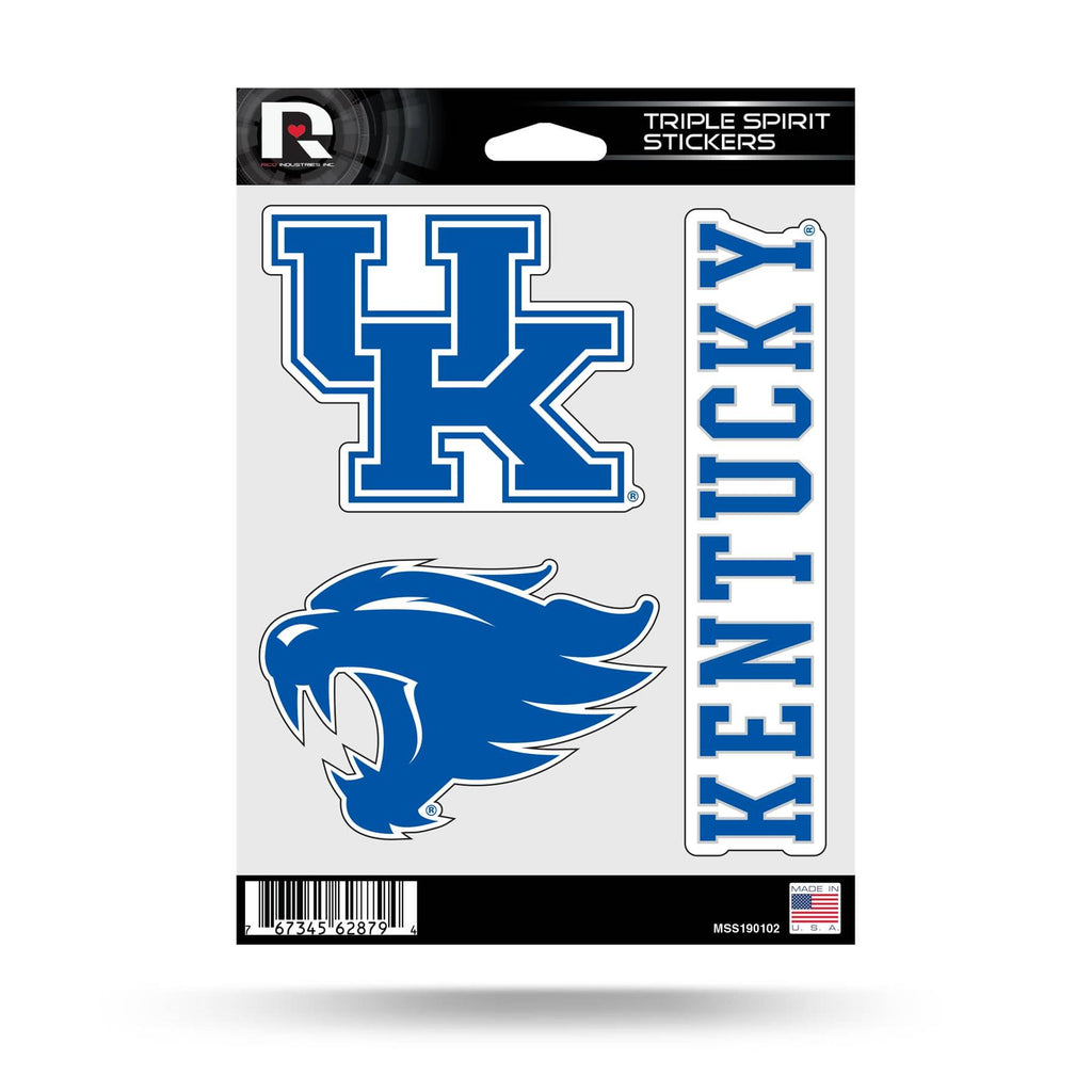 Rico NCAA Kentucky Wildcats Triple Spirit Stickers 3 Pack Team Decals
