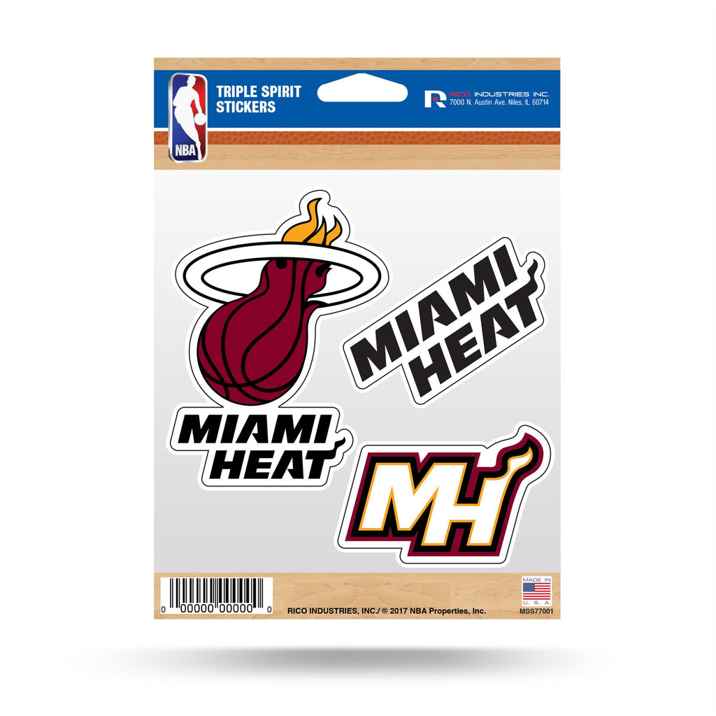 Rico NBA Miami heat Triple Spirit Stickers 3 Pack Team Decals