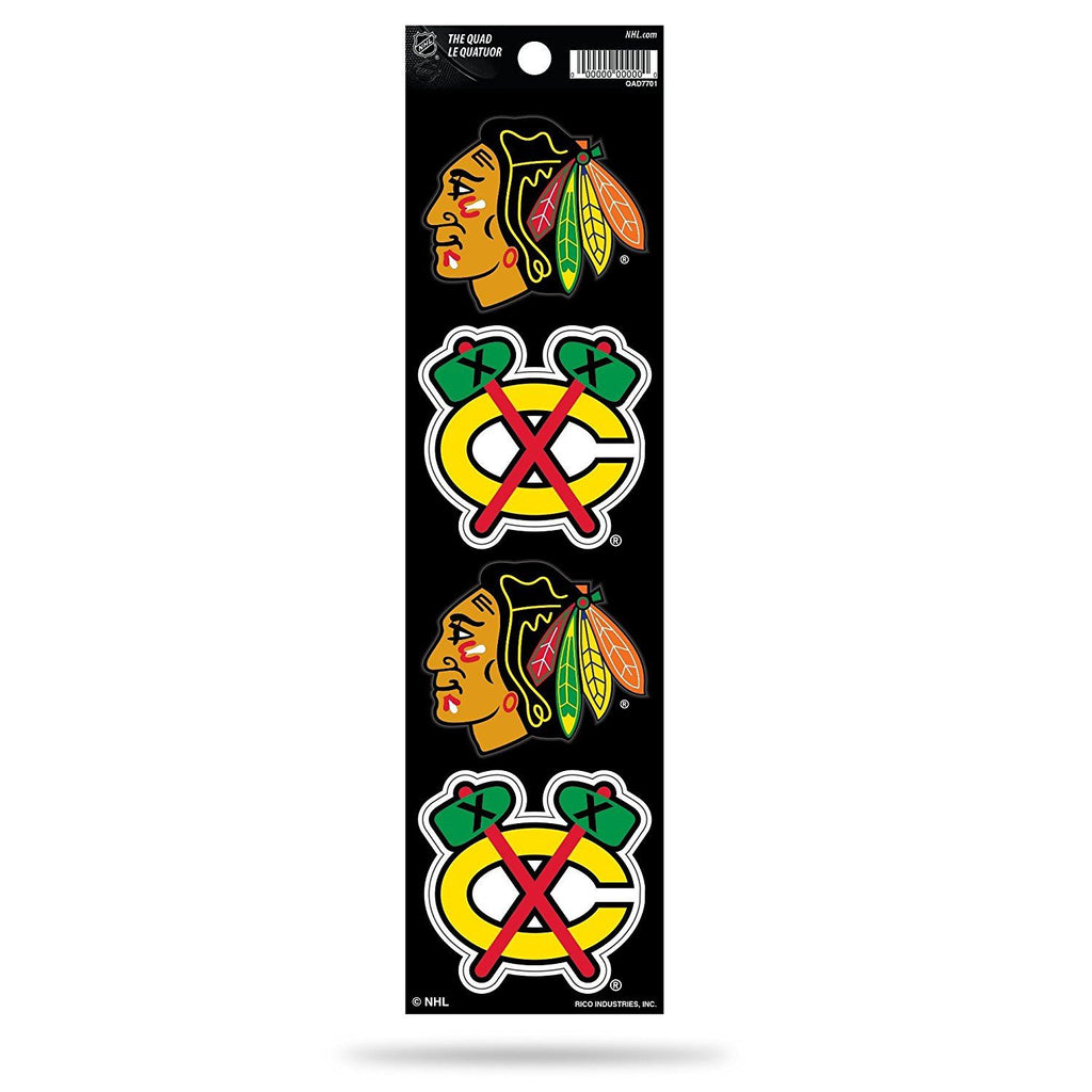Rico NHL Chicago Blackhawks The Quad Decal 4 Pack Auto Stickers 2.5"