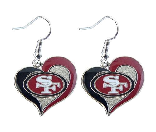 Aminco NFL Women's San Francisco 49ers Swirl Heart Earrings