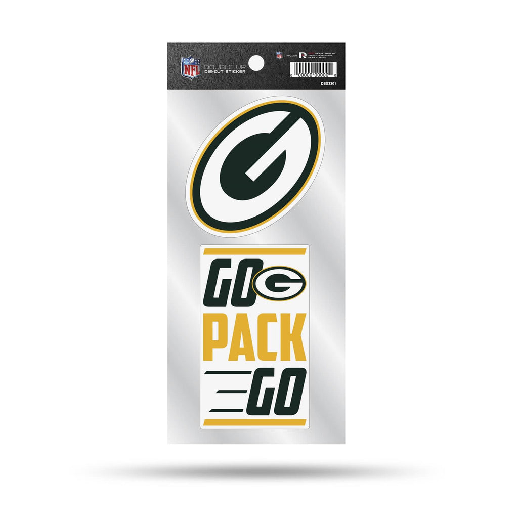 Rico NFL Green Bay Packers Double Up Die Cut Stickers 2-Piece Team Decals