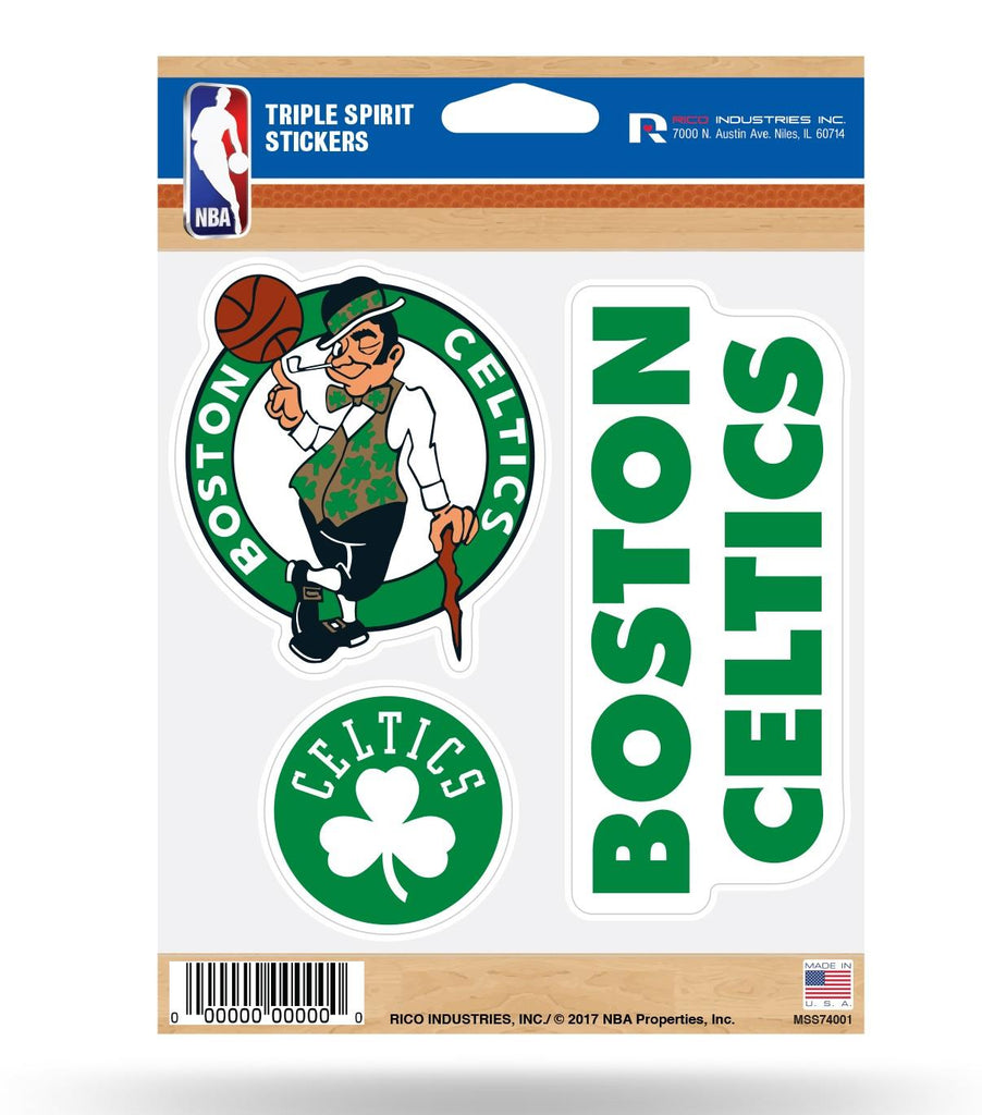 Rico NBA Boston Celtics Triple Spirit Stickers 3 Pack Team Decals