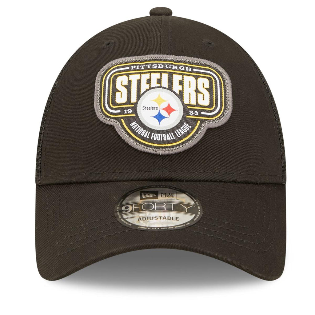 New Era NFL Men's Pittsburgh Steelers Logo Patch 9FORTY Adjustable Snapback Hat Black OSFM