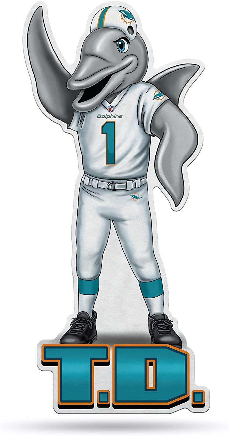 Rico Industries 6734584351 Miami Dolphins Shape Cut Mascot Design Pennant