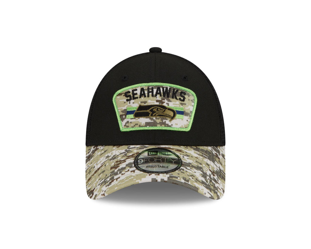 New Era NFL Men's Seattle Seahawks 2021 Salute To Service 9Forty Snapback Adjustable Hat Black/Digital Cam
