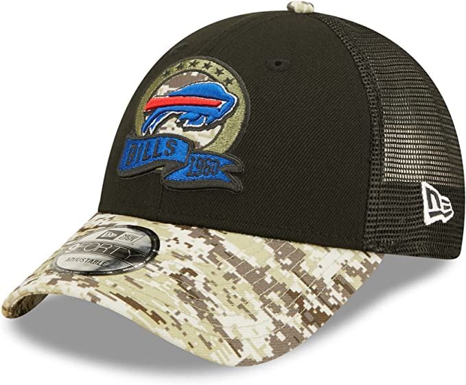 New Era Men's Buffalo Bills Salute to Service 9FORTY Adjustable Trucker Hat - Black - Os Each